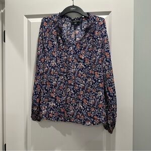Grace Navy and Orange Floral Blouse